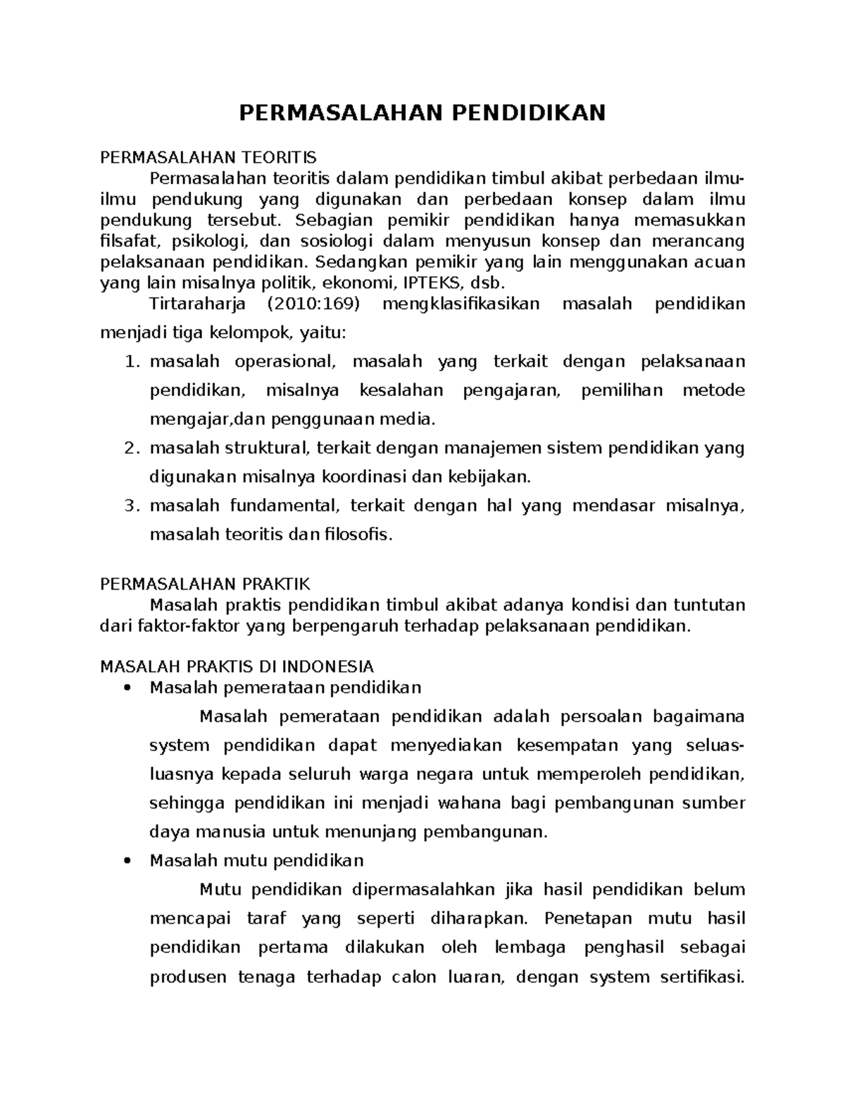 Permasalahan Pendidikan - PERMASALAHAN PENDIDIKAN PERMASALAHAN TEORITIS ...