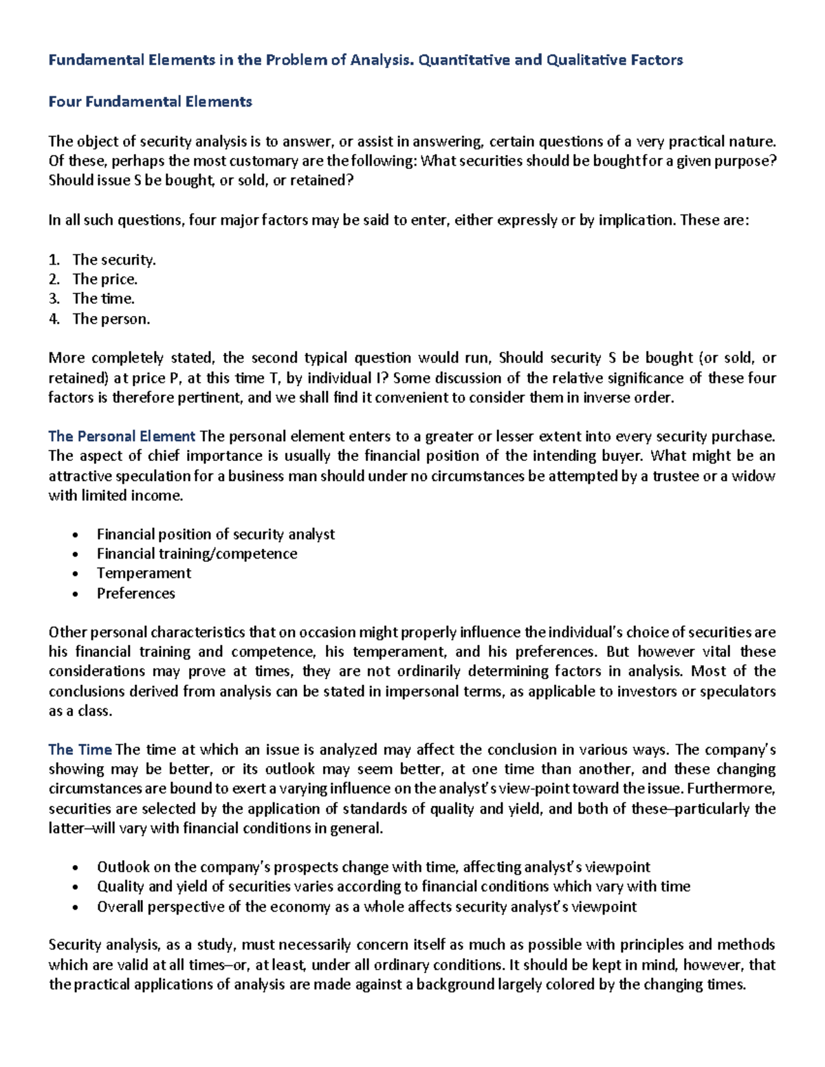 Fund. Elem. in the Problem of Analysis. Quanti Quali - Fundamental ...