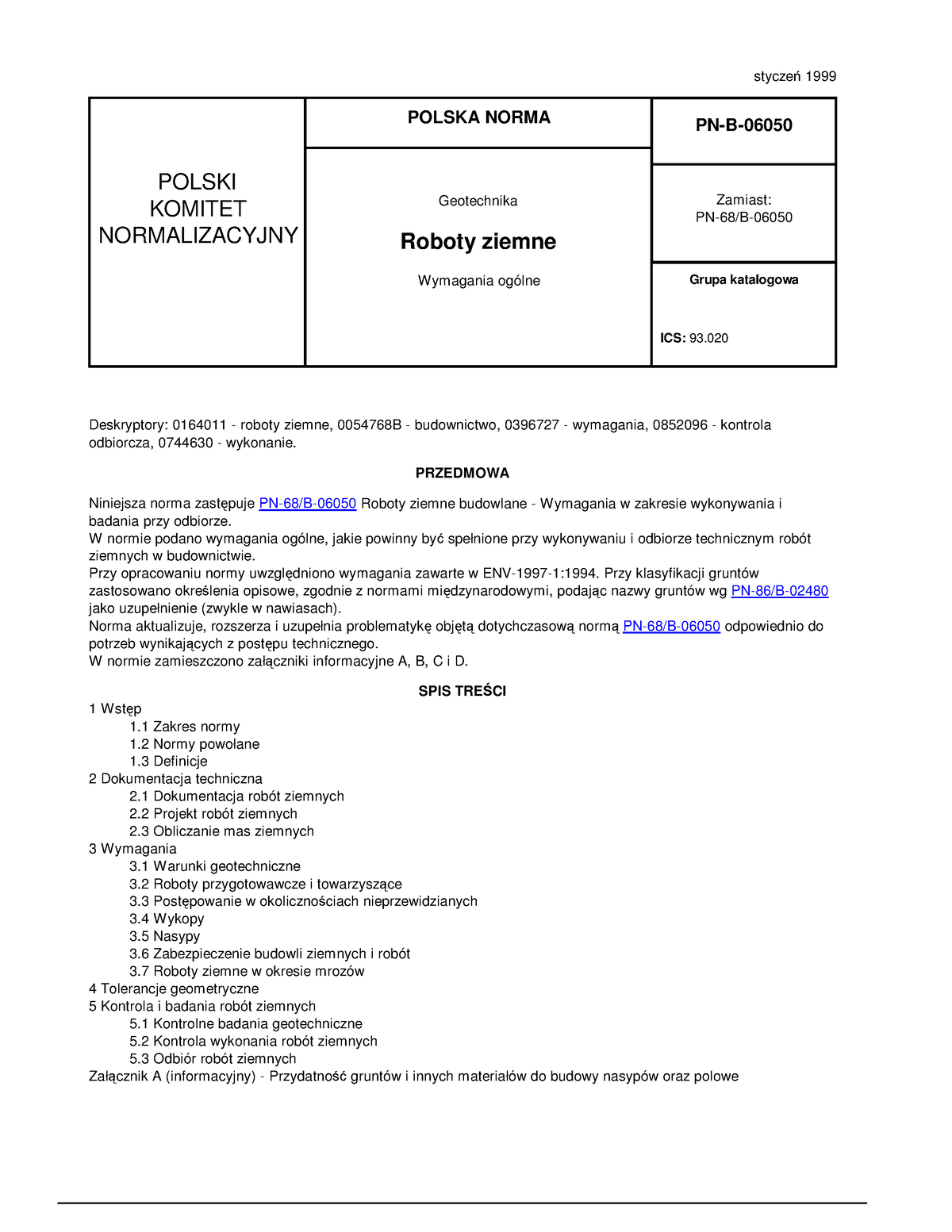 PN B 06050 Geotechnika - Stycze 1999 POLSKI KOMITET NORMALIZACYJNY ...