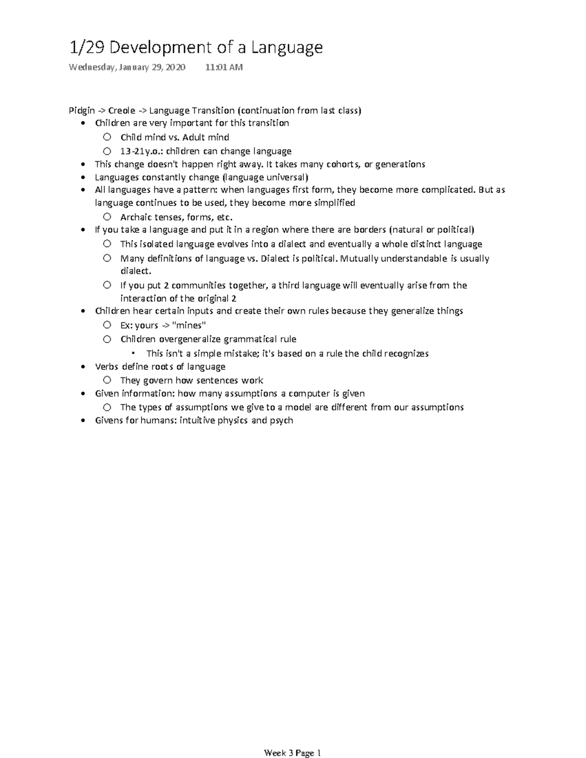 Unit 1 Development of Language - Pidgin -> Creole -> Language ...