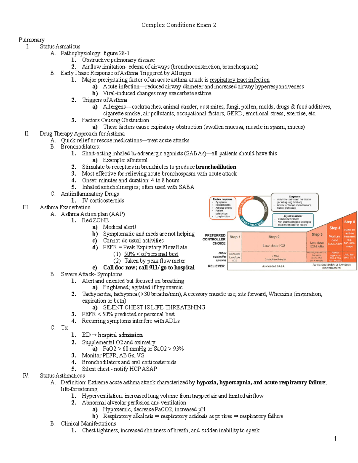 Complex Conditions Exam 2 - Status Asmaticus A. Pathophysiology: figure ...