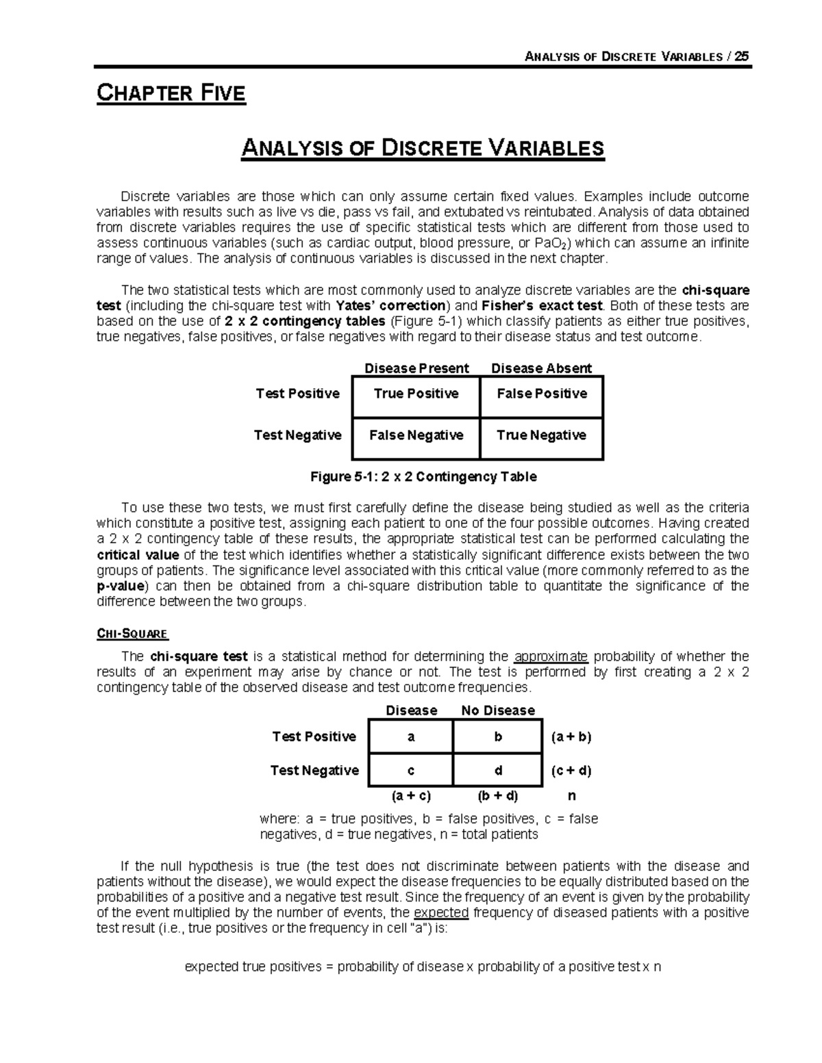 Discrete - Stastul - ANALYSIS OF DISCRETE VARIABLES / 25 CHAPTER FIVE ...