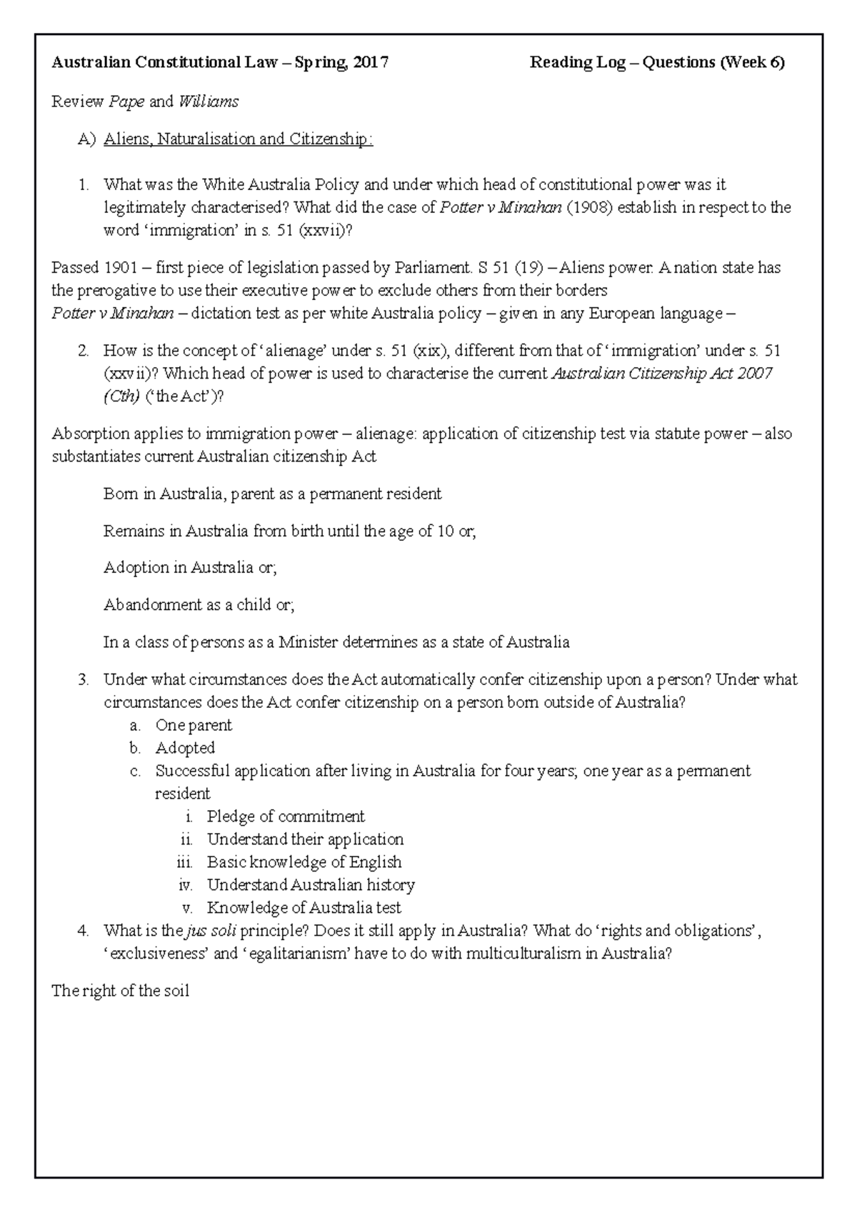 Reading Log Questions Week 6 070616 Studocu