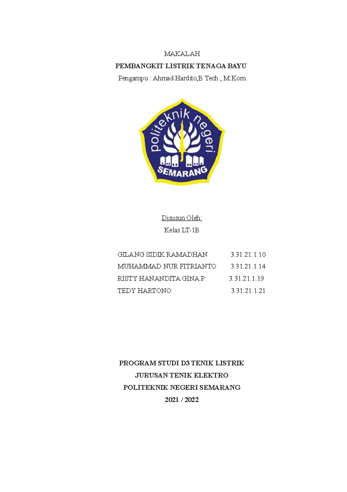 Definisi Dan Prinsip Kerja Dasar PLTB Politeknik Negeri Semarang 2022 ...