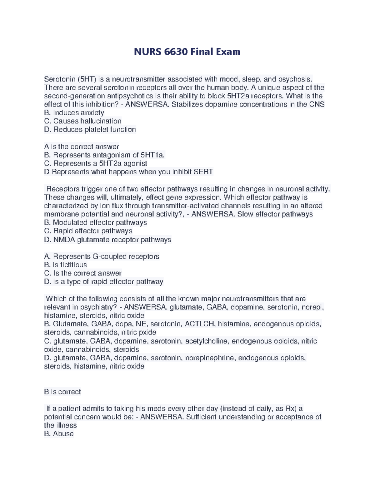 NURS 6630 Final Exam - QUESTIONS AND ANSWERS - NURS 6630 Final Exam ...