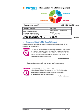 Opdracht ICT 21-22 Sem2 - Groepsopdracht ICT – 1BEM versie 10 februari ...