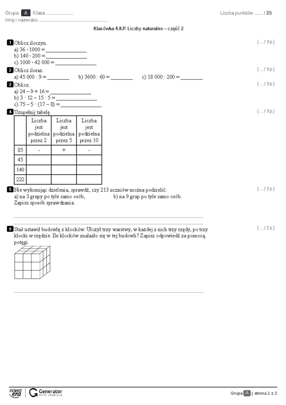 Liczby Naturalne Część 2 Sprawdzian Kl 4 www.studocu.com