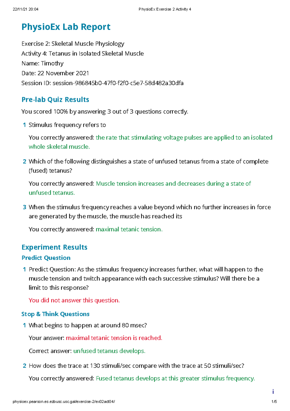 Physio Ex Exercise 2 Activity 4 - PhysioEx Lab Report Exercise 2 ...