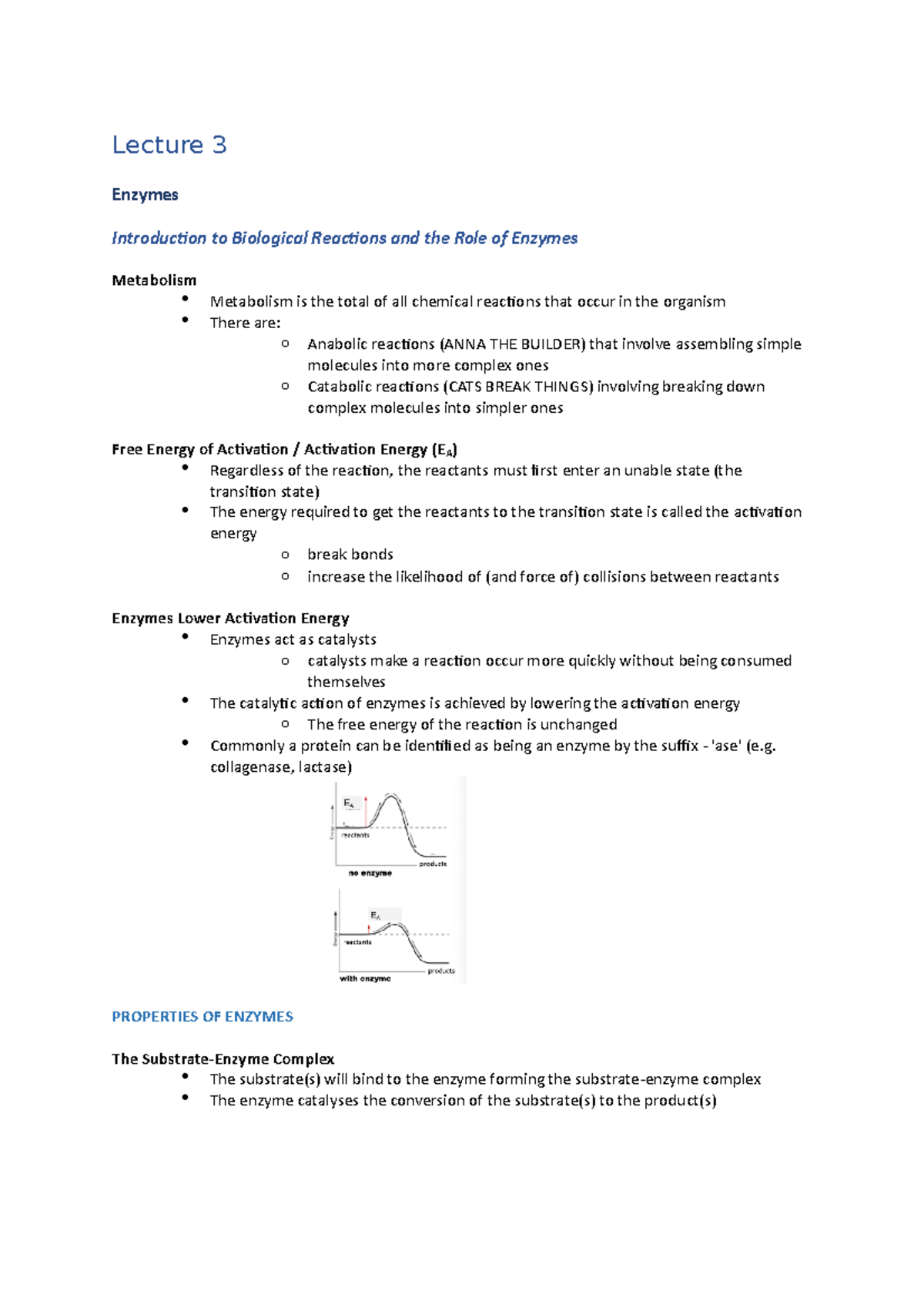CBG Lecture 3 - Lecture 3 Enzymes Introduction To Biological Reactions ...