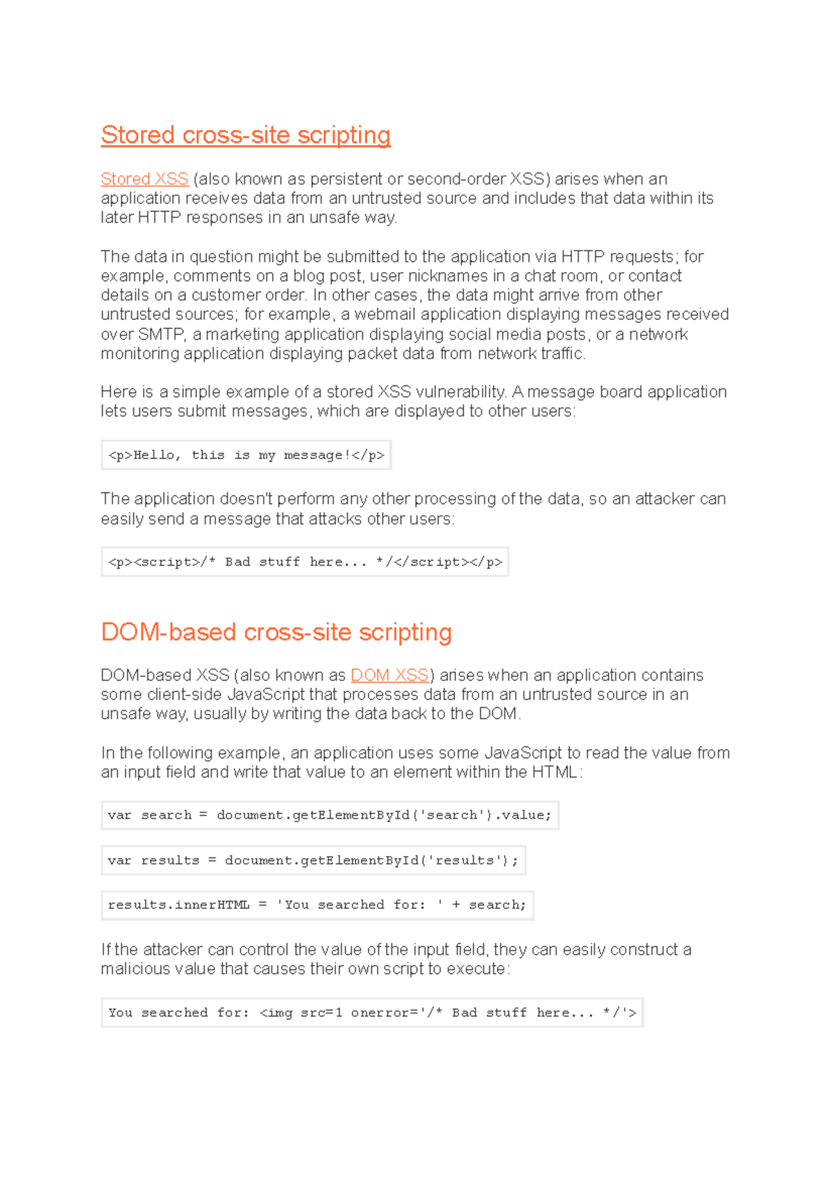 XSS Cheat Sheet - Good XSS - - Studocu