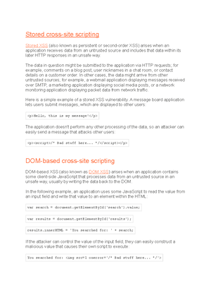 XSS Cheat Sheet - Good XSS - - Studocu