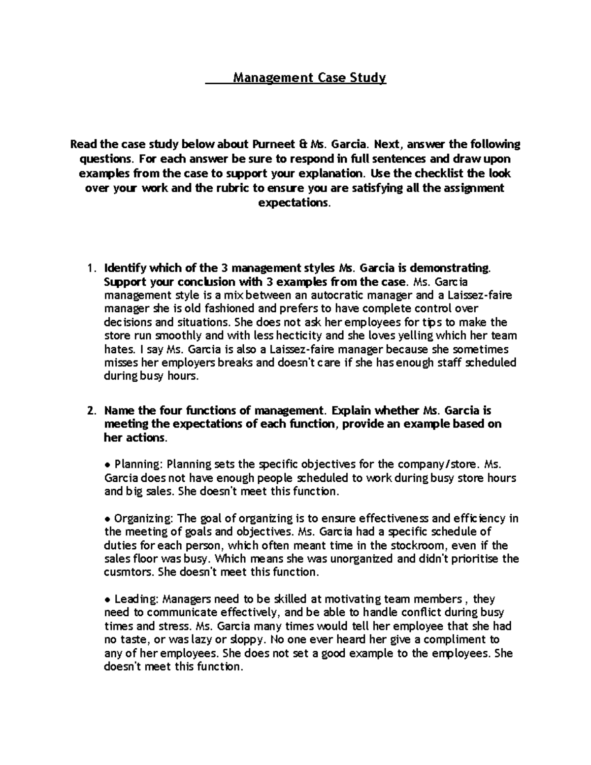 Unit 2 Management Case Study ( Muhammad Furqan) Bussines - Studocu