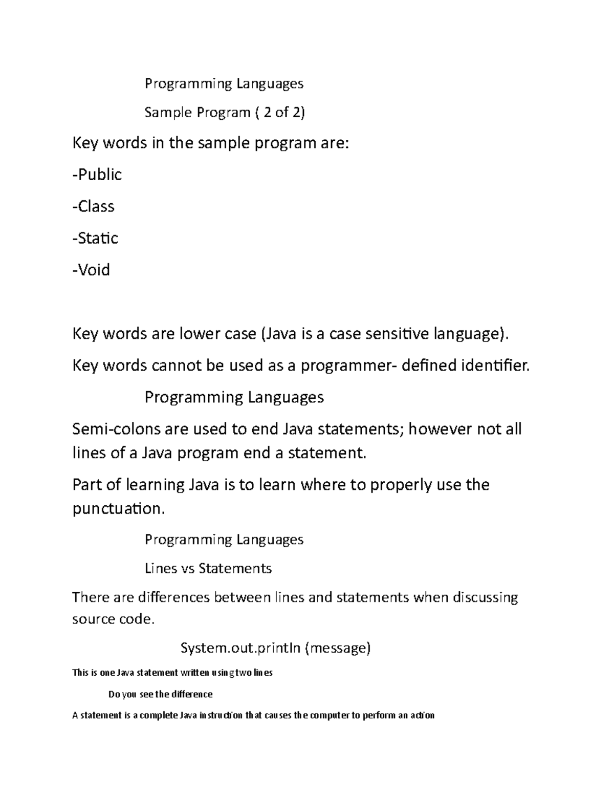 Programming Language Sample program 2 of 2 - Programming Languages ...