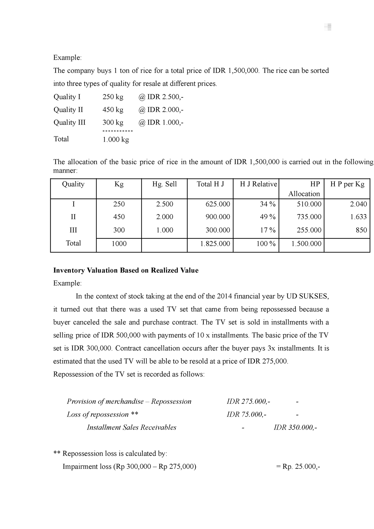 Financial accounting - learning - Example: The company buys 1 ton of ...