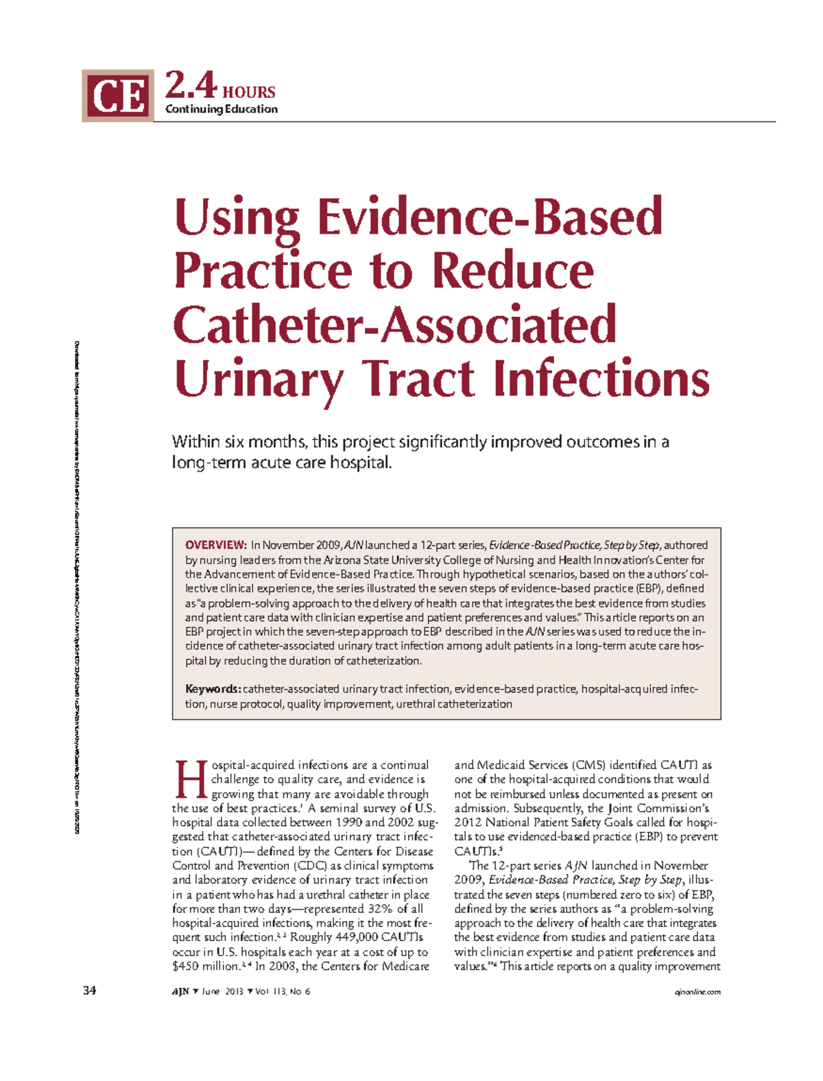 Catheter Associated UTI research articles NURS 4200 KEAN Studocu
