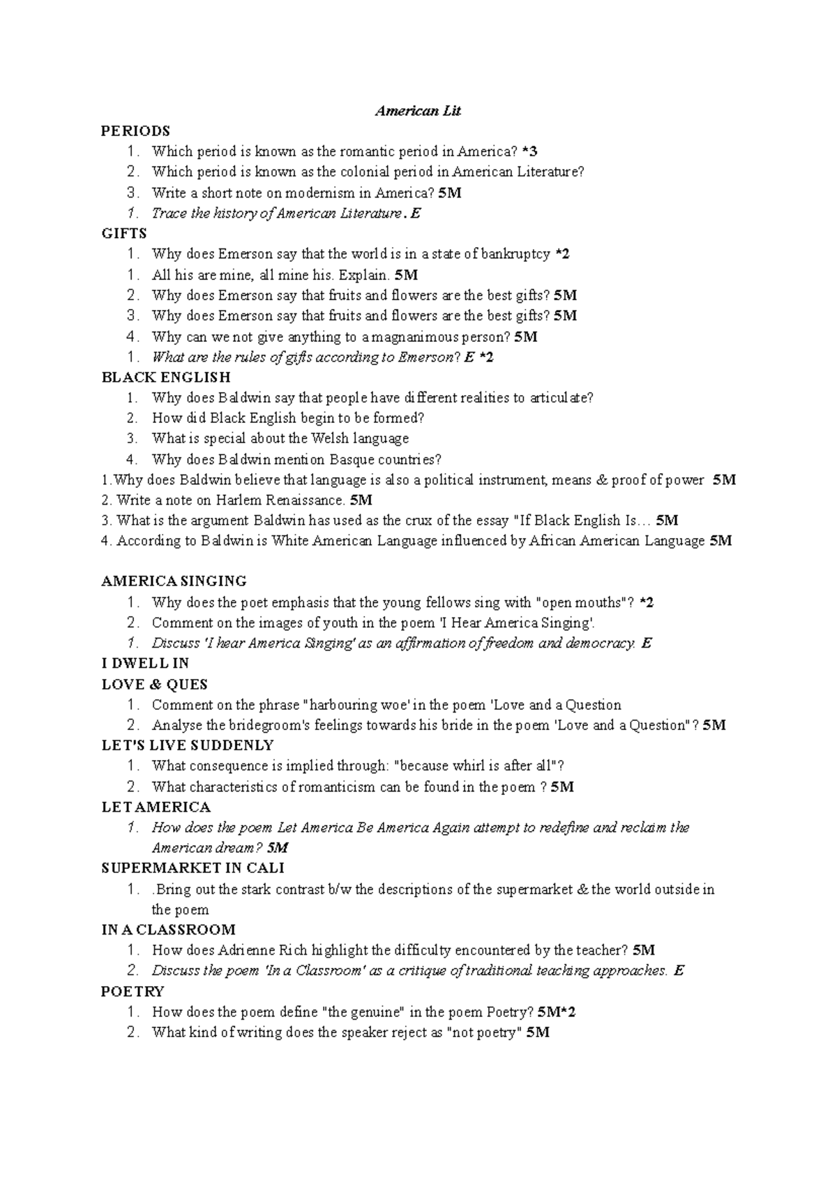 American LIT - American Lit PERIODS Which period is known as the ...