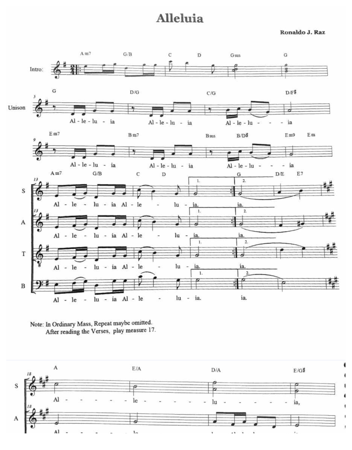 Alleluia-Ronald Raz MST - Bachelor of Secondary Education - Studocu