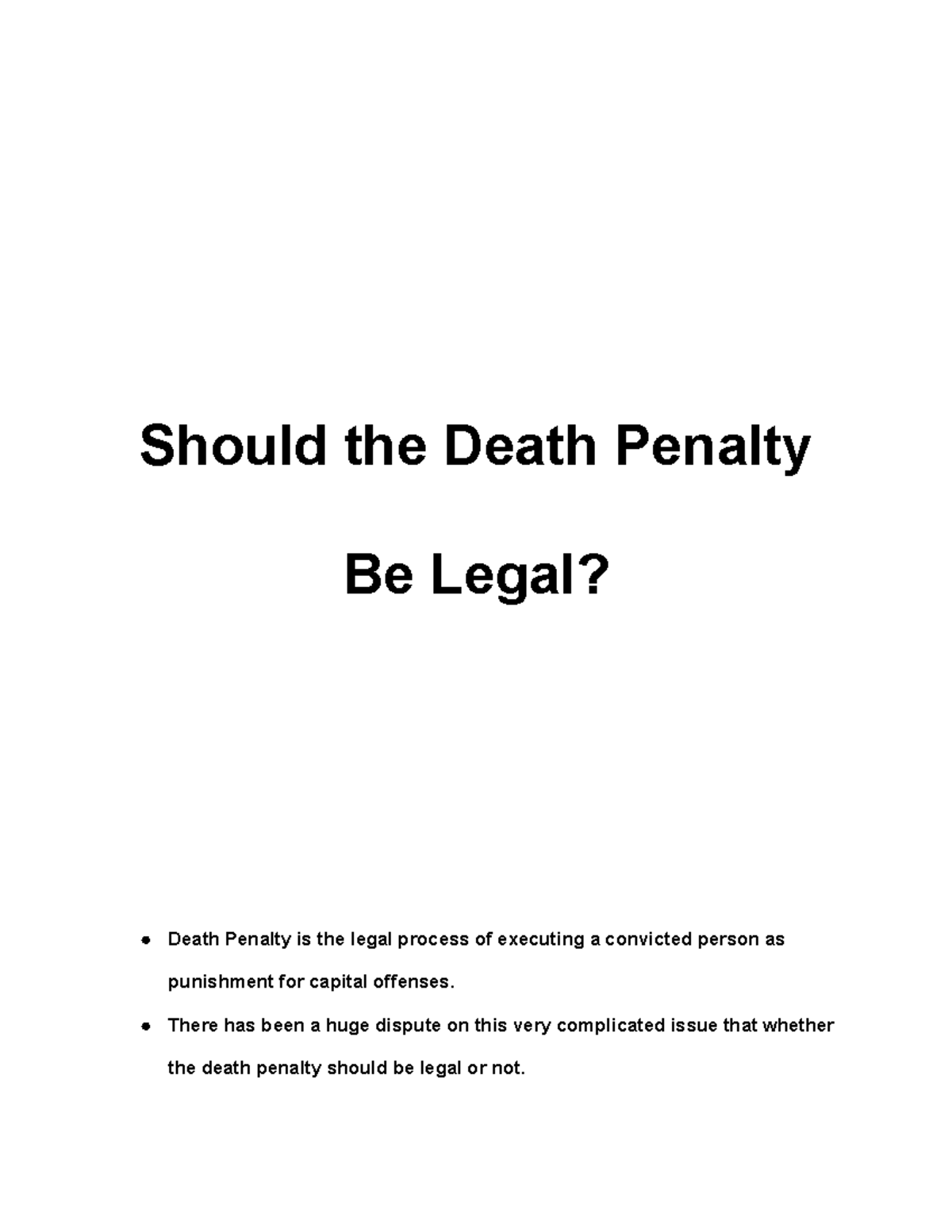 why should the death penalty be legal essay