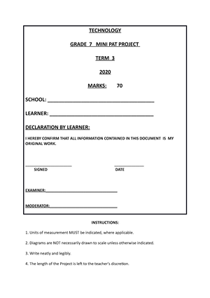 Example 2 GR 7 MINI-PAT - Guide - TECHNOLOGY GRADE 7 MINI PAT PROJECT ...