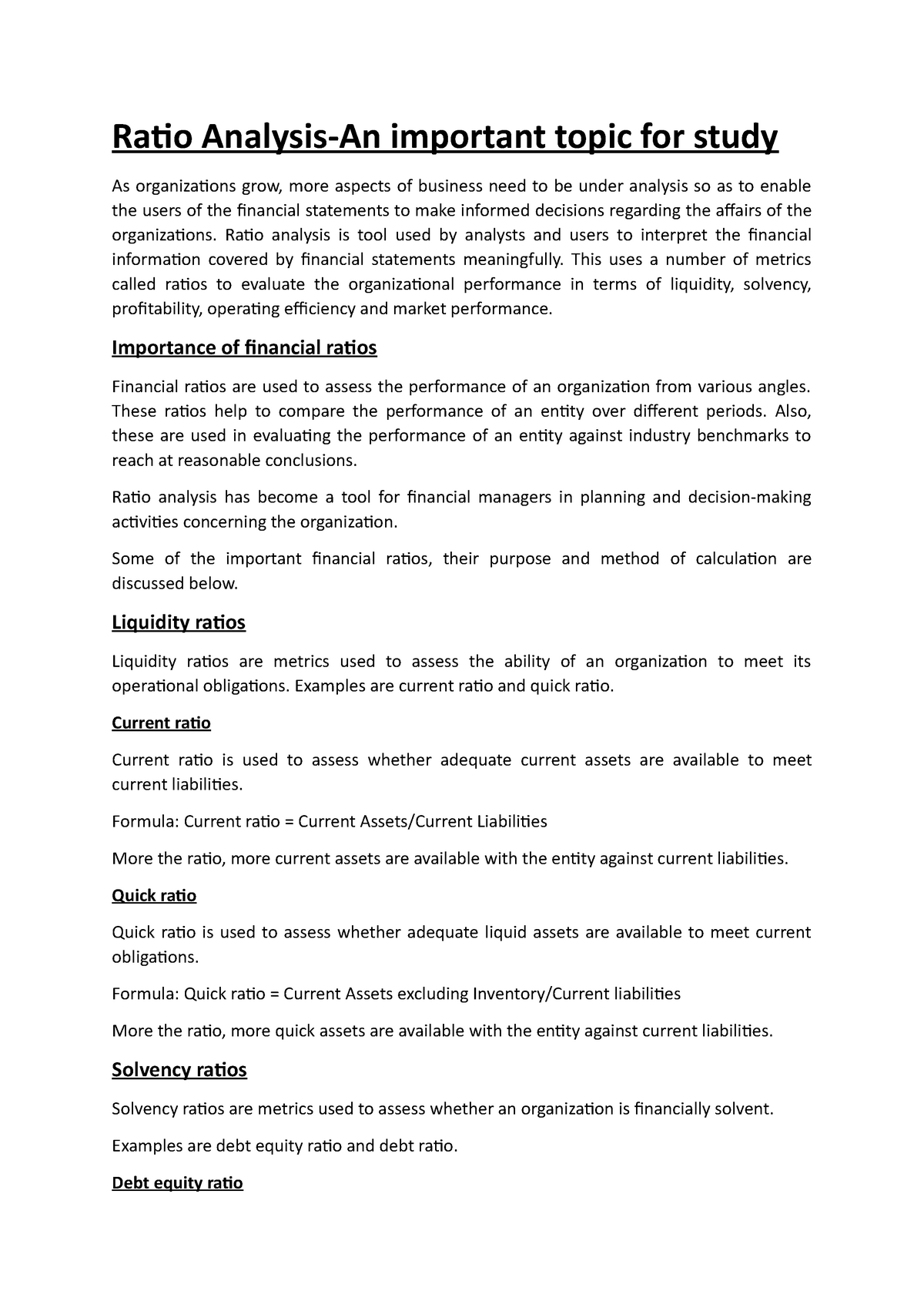 dissertation topics on ratio analysis