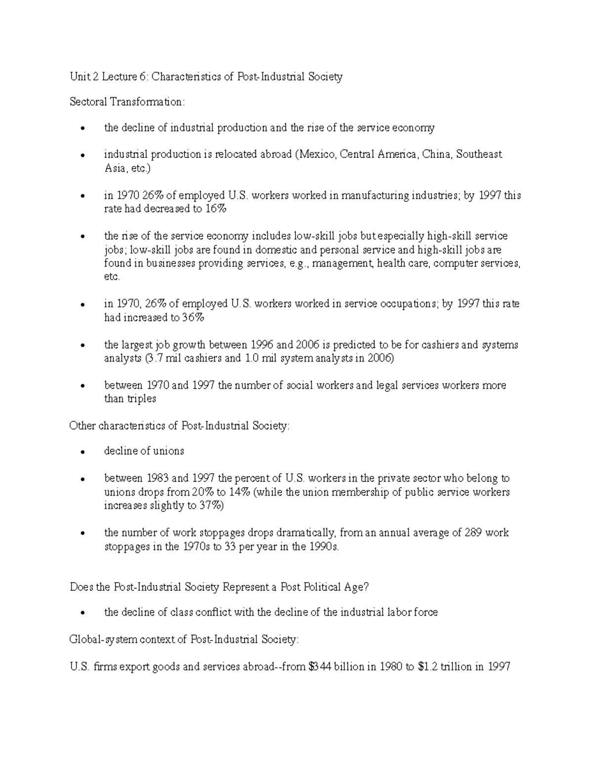 socio-2-unit-2-lecture-6-characteristics-of-post-industrial-society