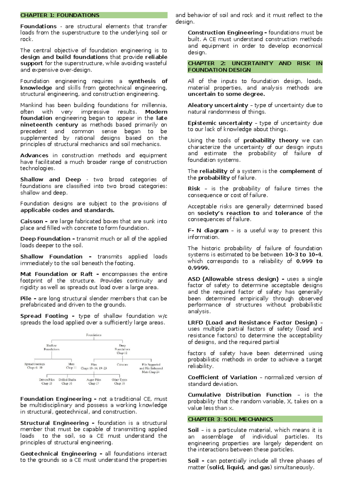 REVIEWER FOR FOUNDATION ENGINEERING - CHAPTER 1: FOUNDATIONS ...
