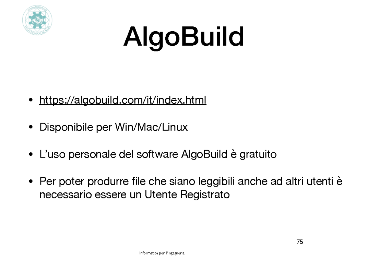 5 - Algobuild e algoritmi semplici - 75 AlgoBuild 