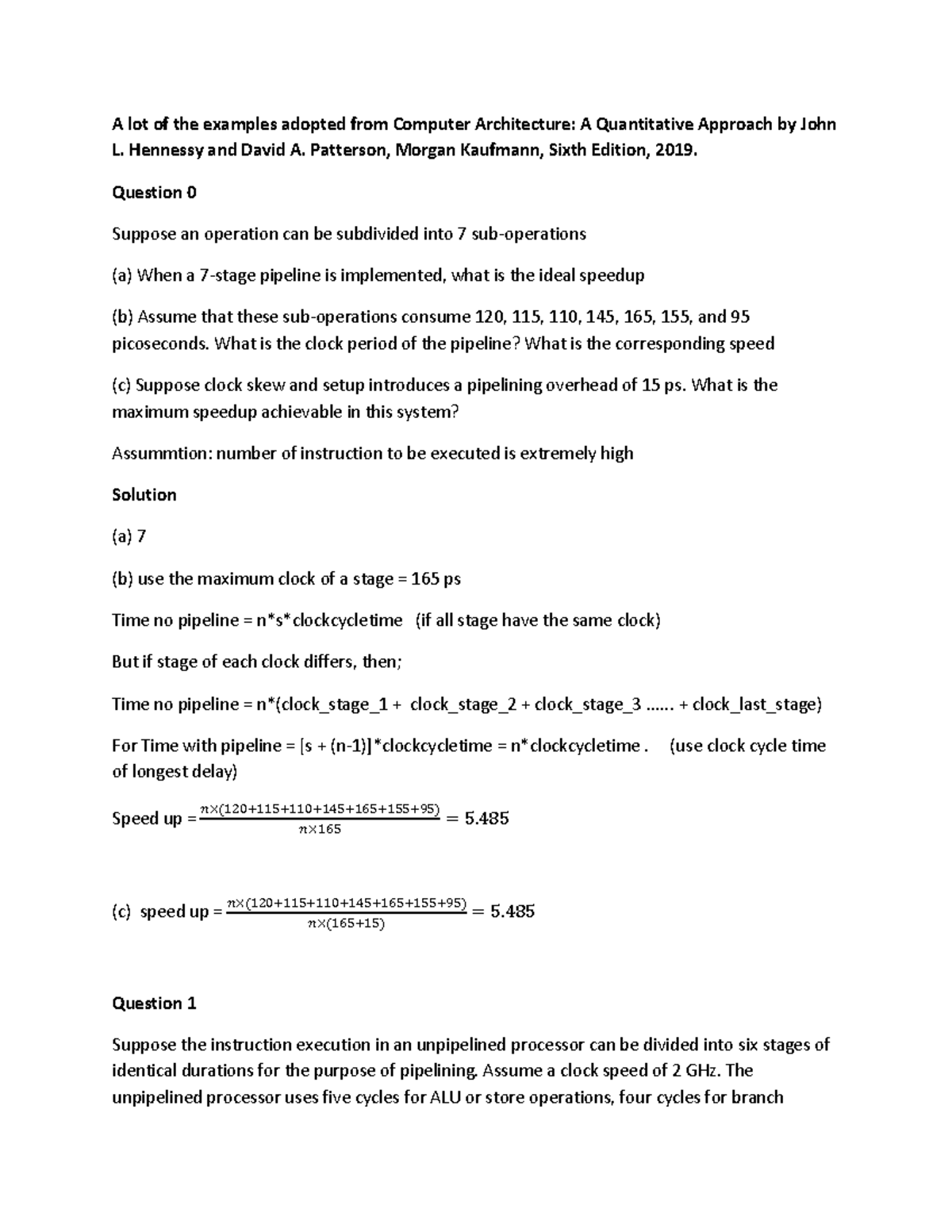 Exercise Chapter 3 - A lot of the examples adopted from Computer ...