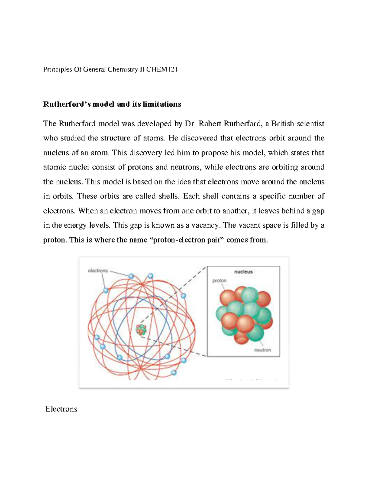 Rutherford model of atom - Principles Of General Chemistry II CHEM ...