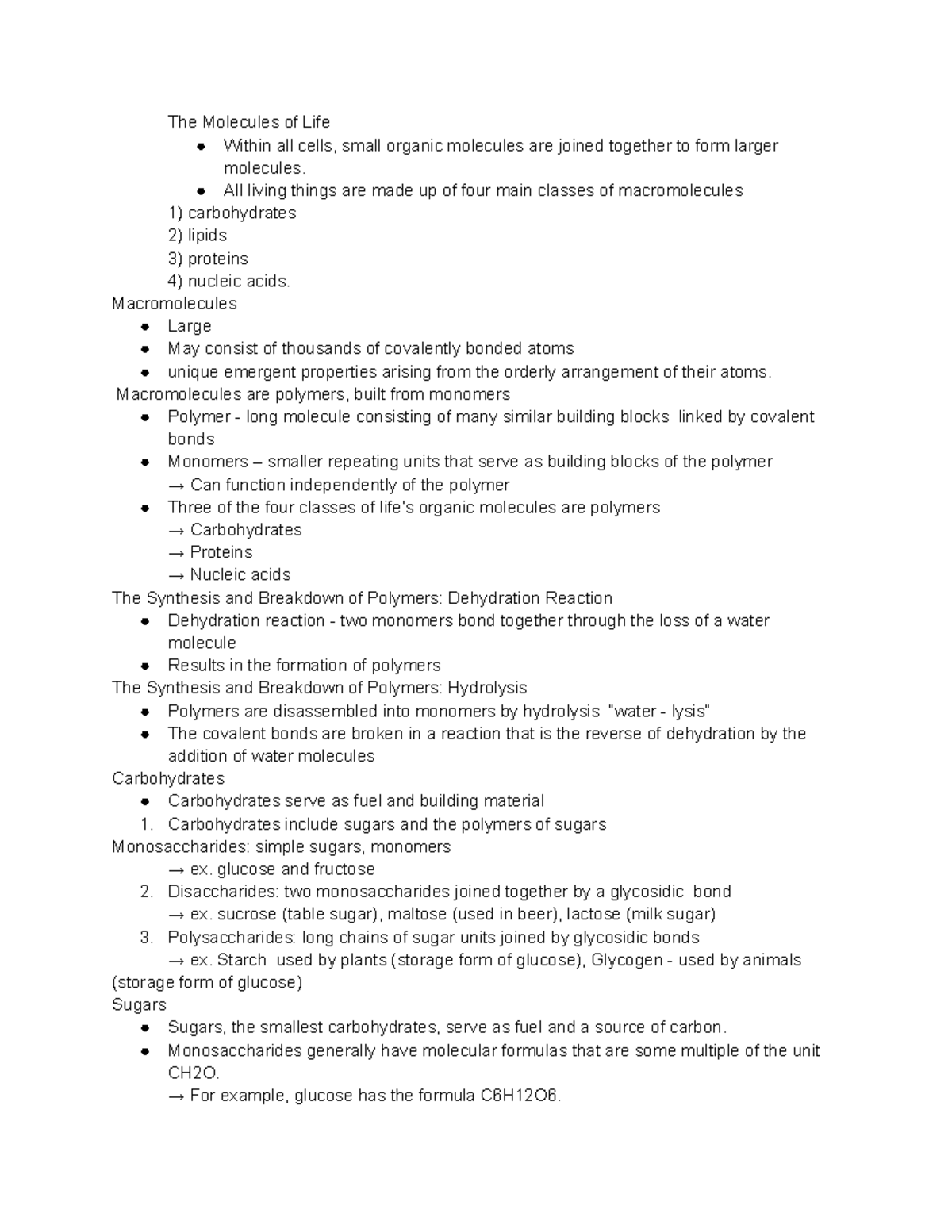 The Structure and Function of Large Biological Molecules The