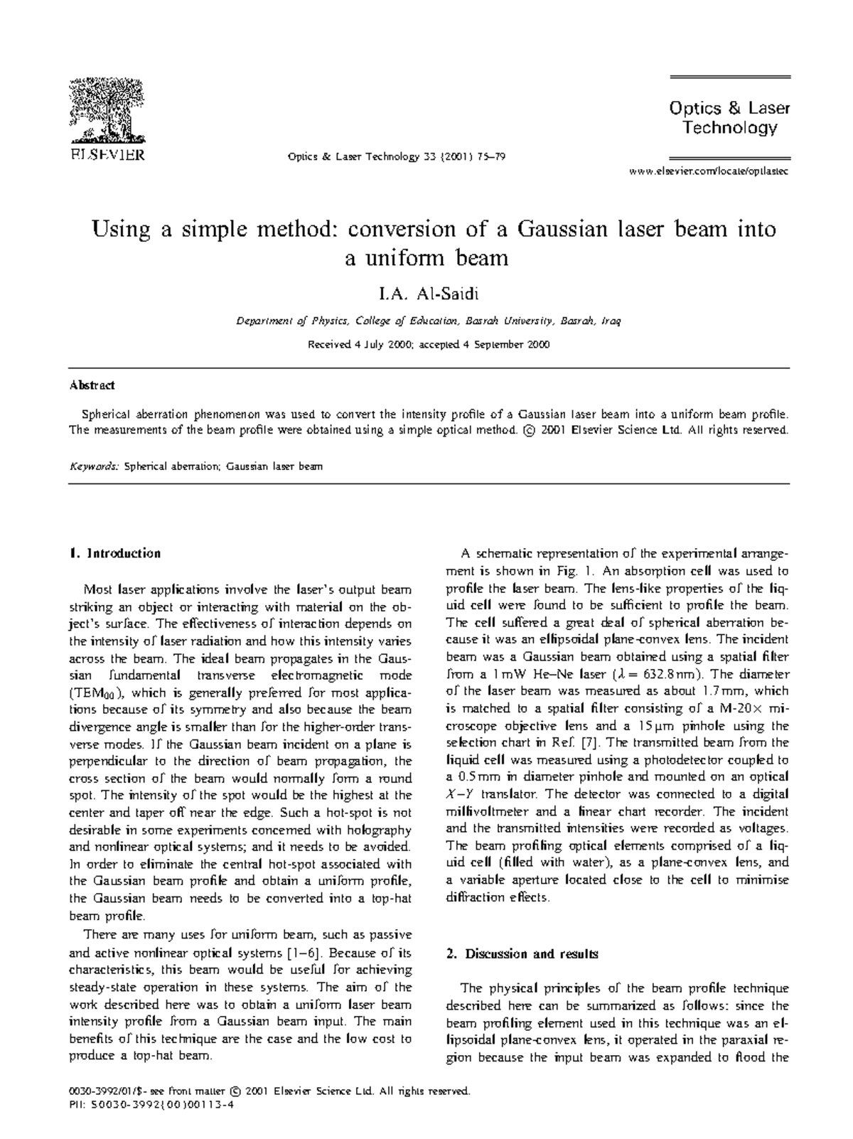 1s2 more Optics & Laser Technology 33 (2001) 75 elsevier/locate