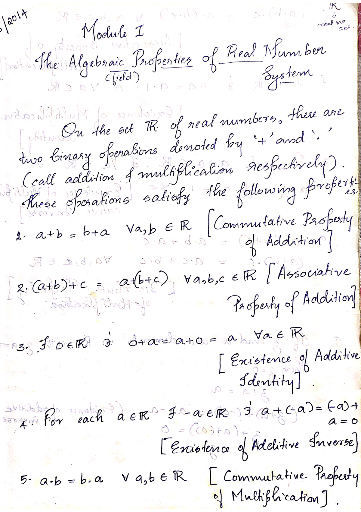 Algebraic Properties Of Real Number System - Real Number System - Studocu