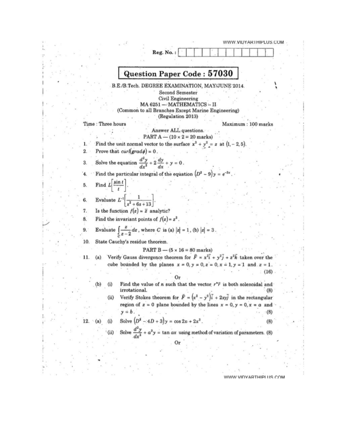 question papers - Engineering Mathematics - Studocu