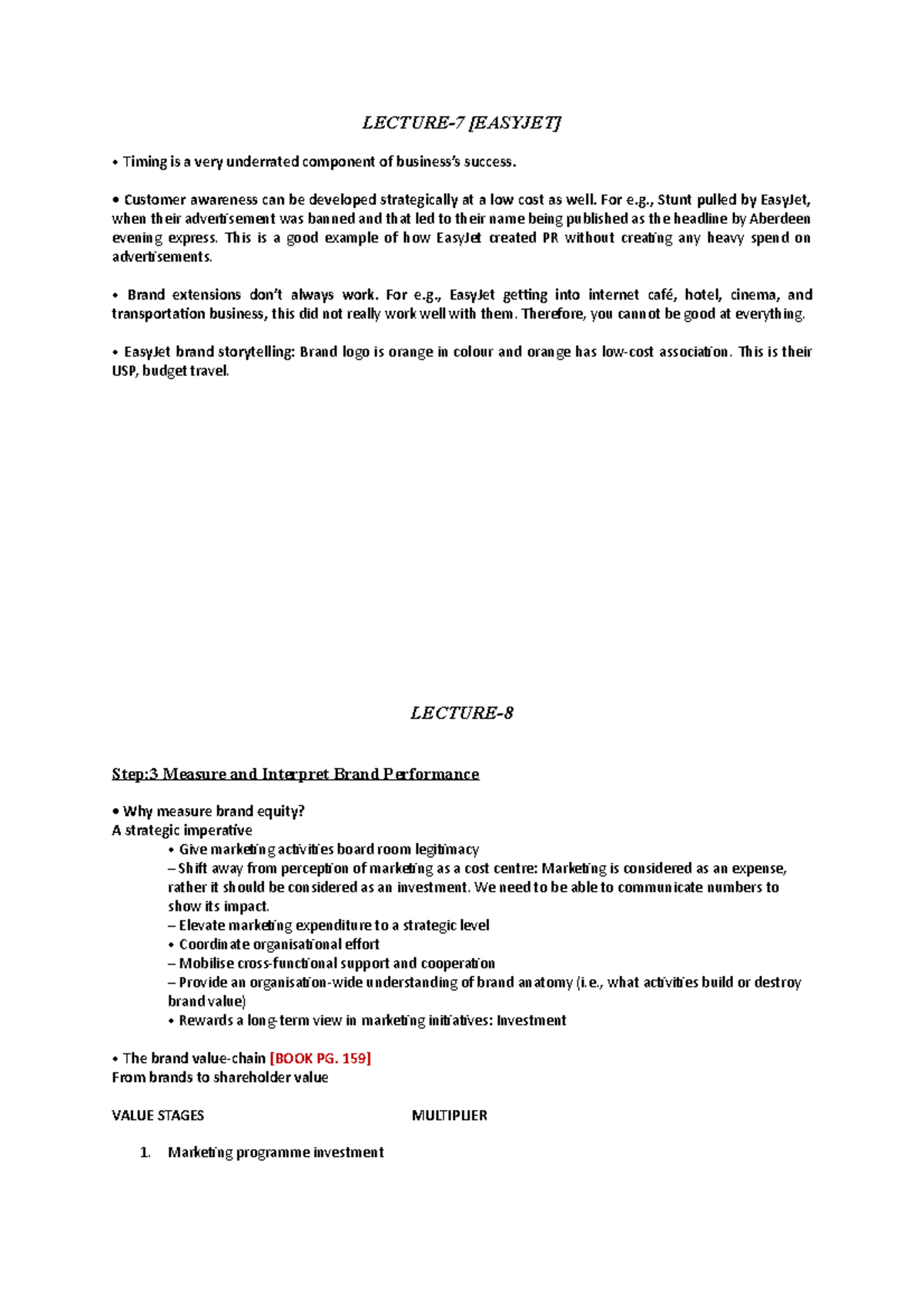 Notes-3 - BS L9-10 - LECTURE-7 [EASYJET] Timing is a very underrated ...