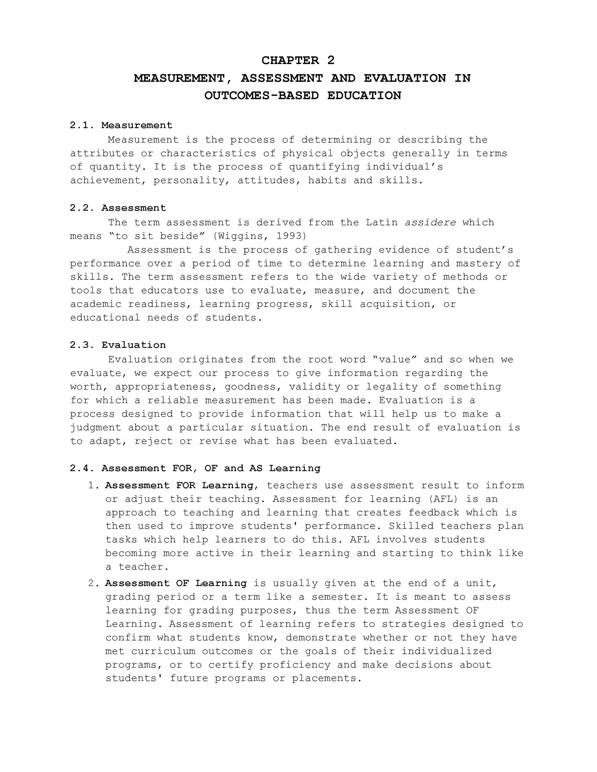 Module-2- Assessment-IN- Learning - CHAPTER 2 MEASUREMENT, ASSESSMENT ...