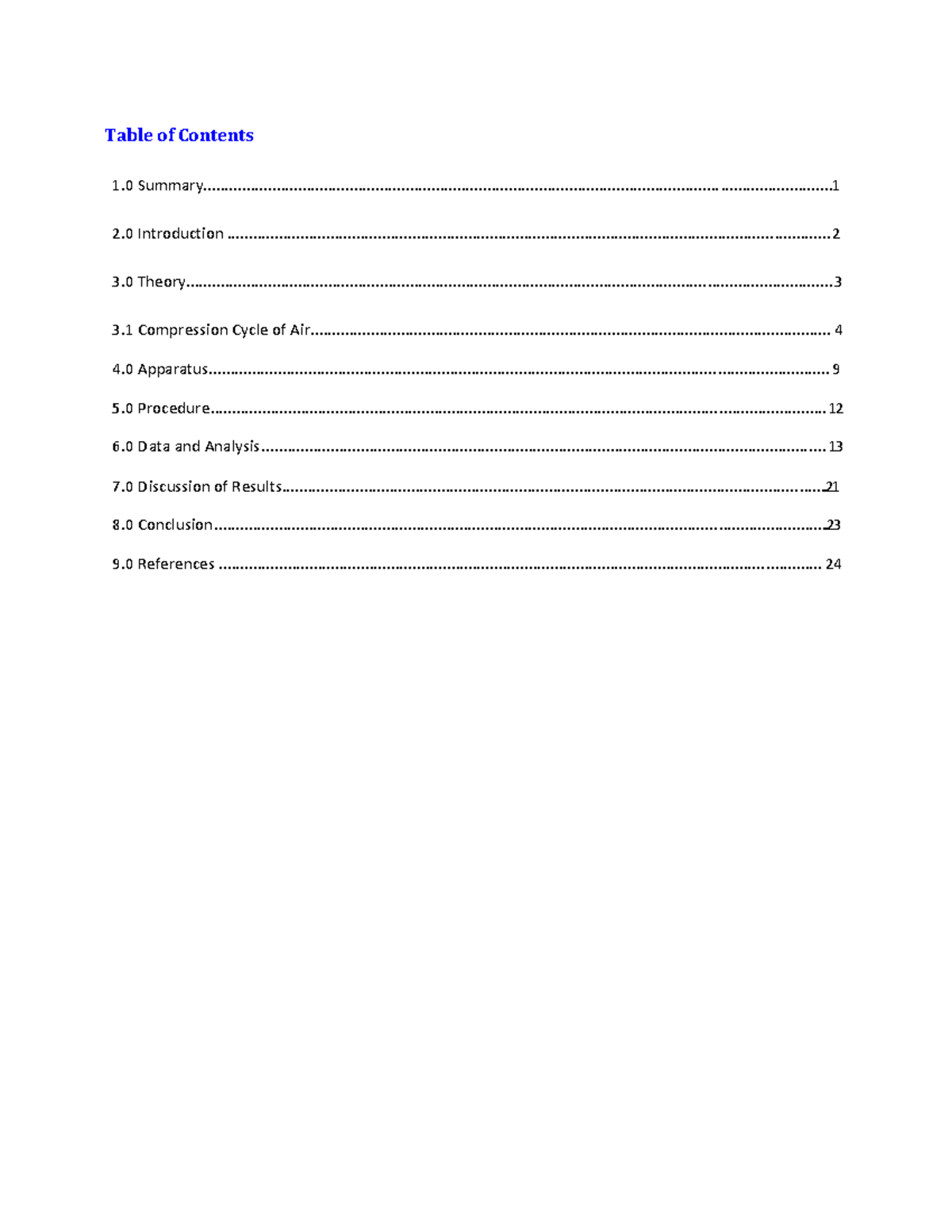 Compressor Lab - Table of Contents 1 - Studocu