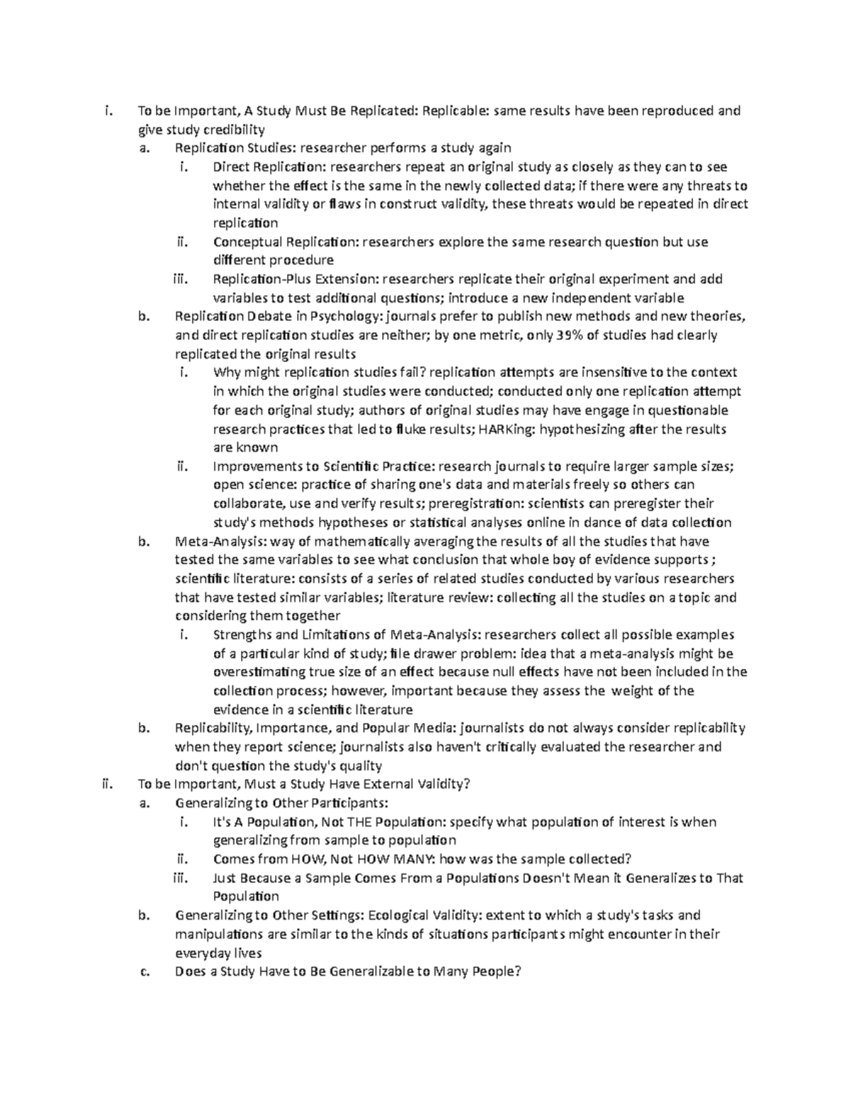 Chapter 14 - Lecture notes 14 - i. ii. To be Important, A Study Must Be ...
