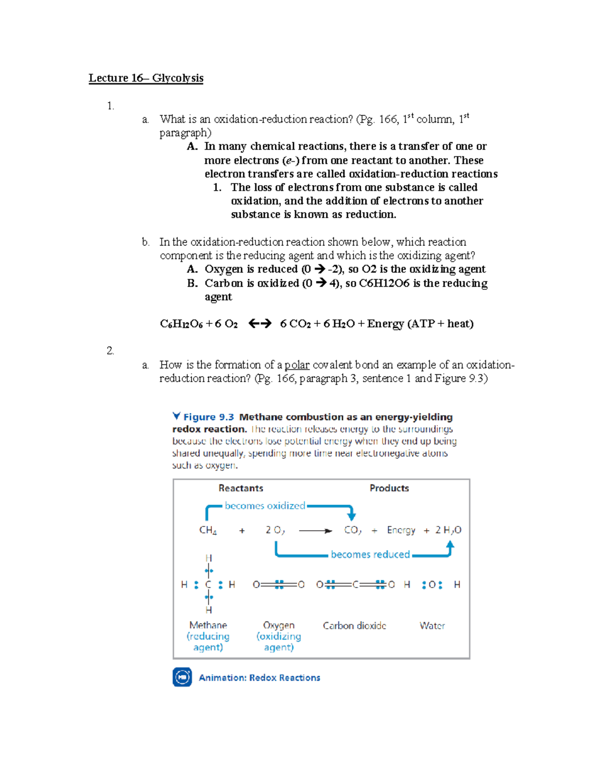 2112 Lectures 16-17 Study Guide - Lecture 16– Glycolysis A. What Is An ...