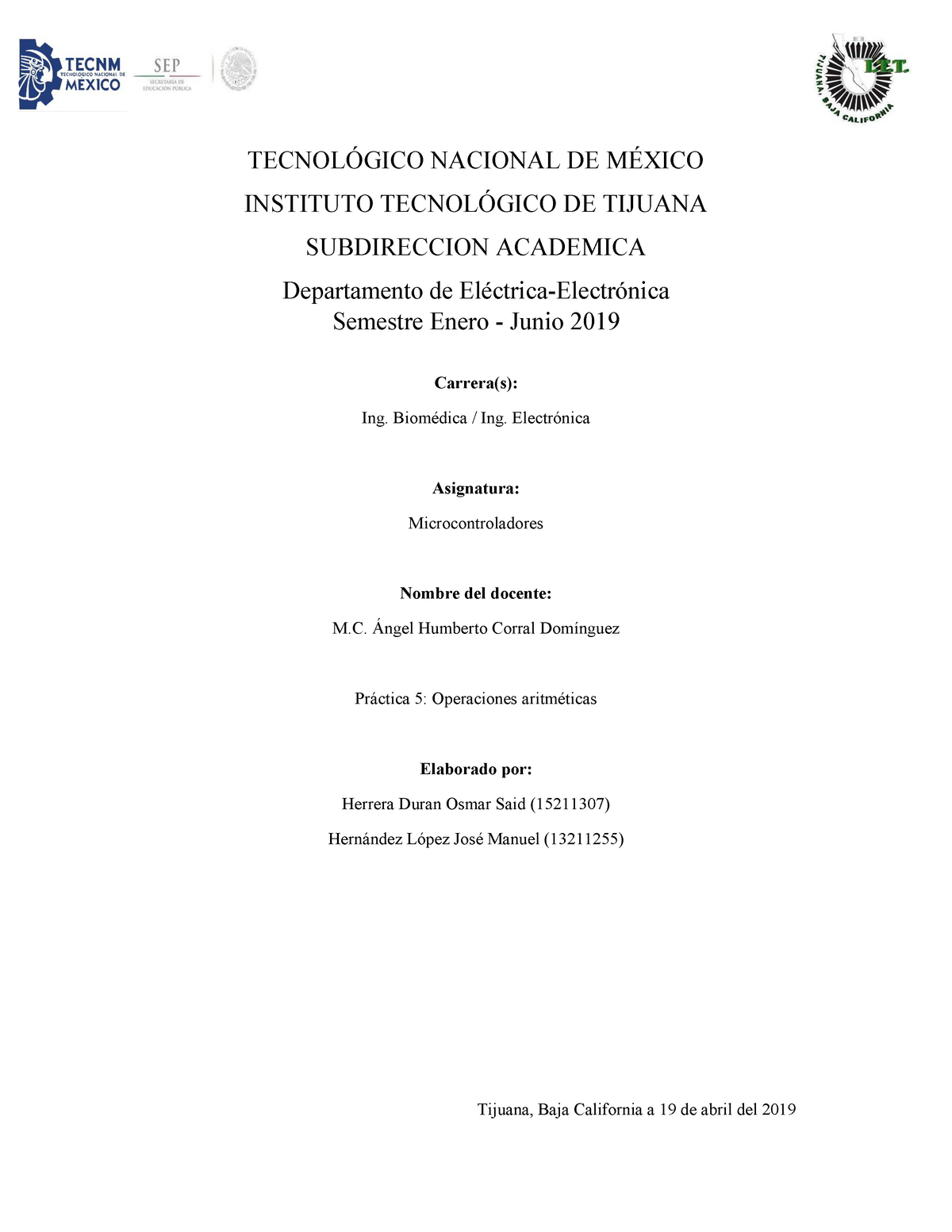Microcontroladores-Práctica 5 - TECNOLÓGICO NACIONAL DE MÉXICO ...