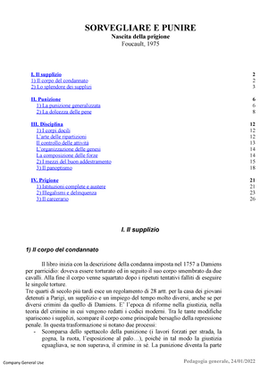 Sorvegliare e punire riassunti - Michel Foucault Sorvegliare e punire  Supplizio il corpo del - Studocu