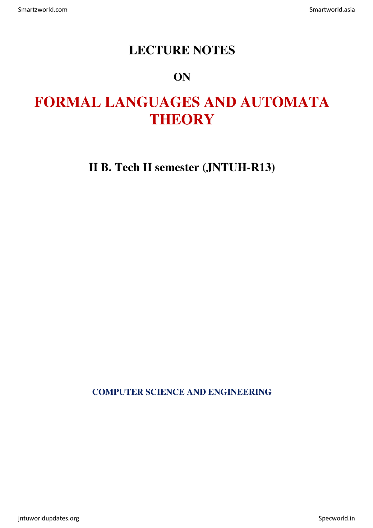 Formal Languages And Automata Theory U1 - R18 B.Tech. Cse (Computer ...