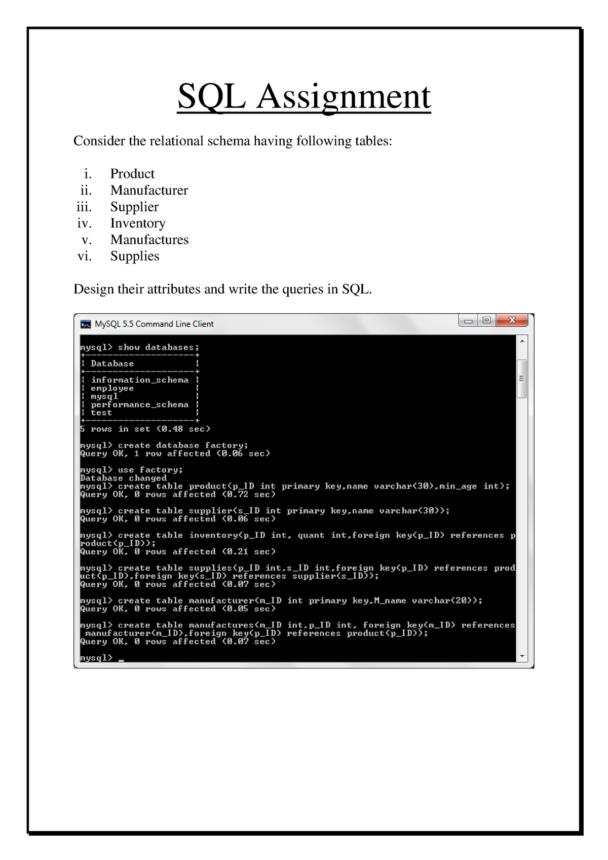 assignment sql database