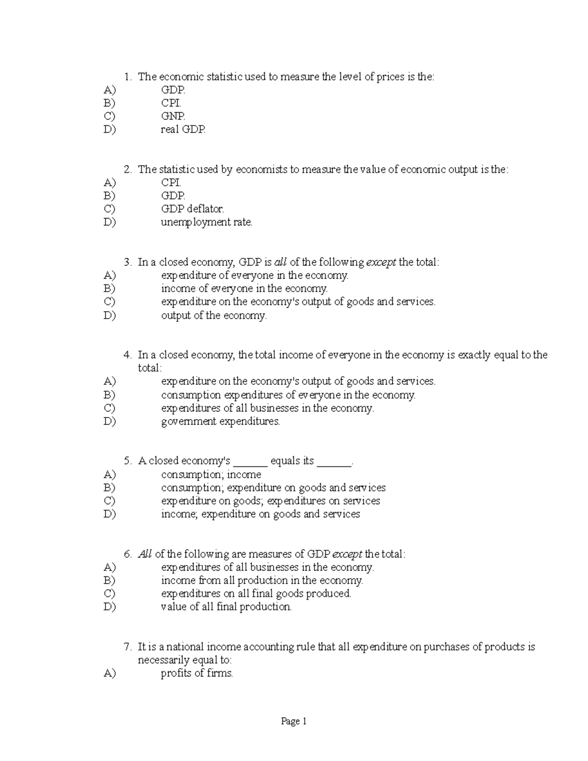 Chapter 2- The Data Of Macroeconomics Test Bank - The Economic ...