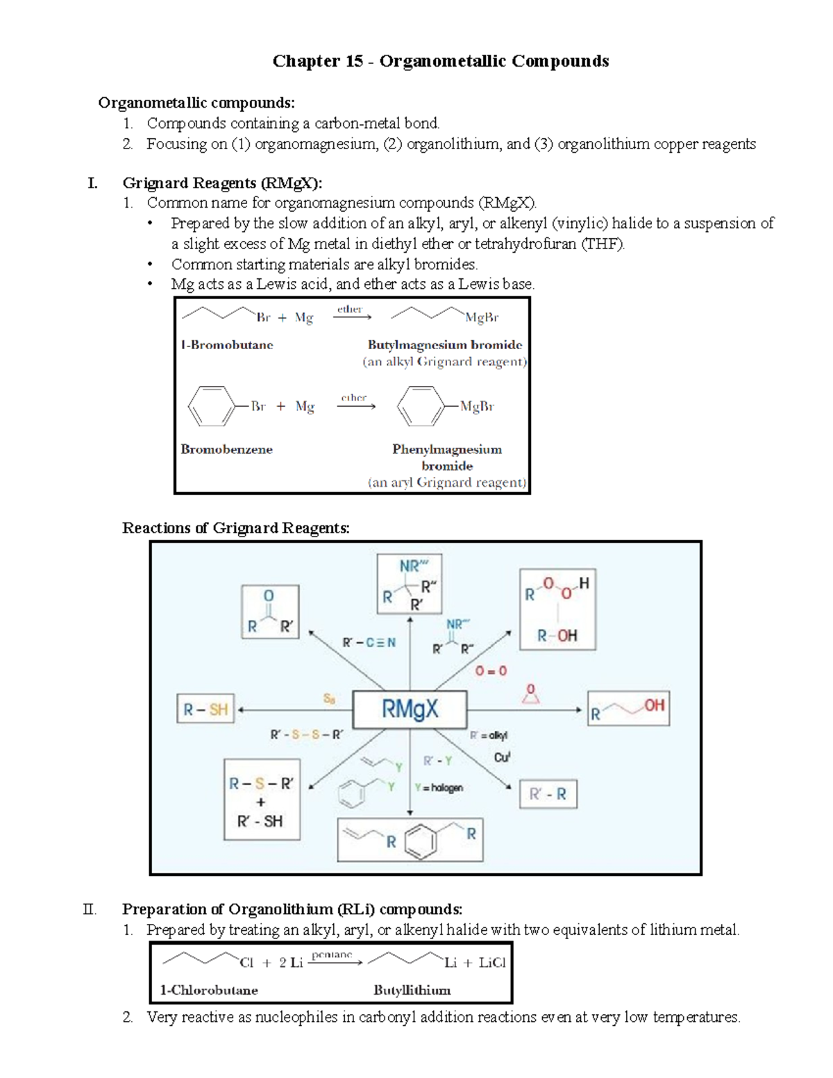 Chapter 15 - Organometallic Compounds Summary - Chapter 15 ...