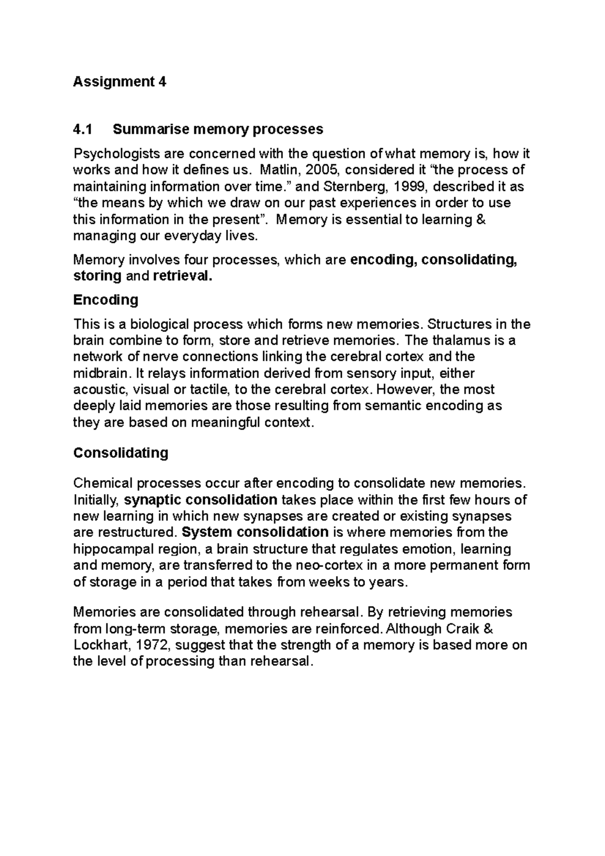 memory in childhood - introduction and overview - Assignment 4 4 ...