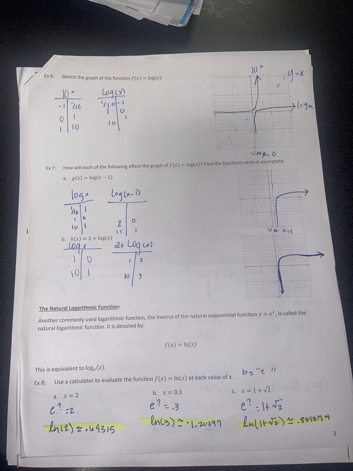 Exponential Functions and Logarithms - Ex 6: 10 x Sketch the graph of ...