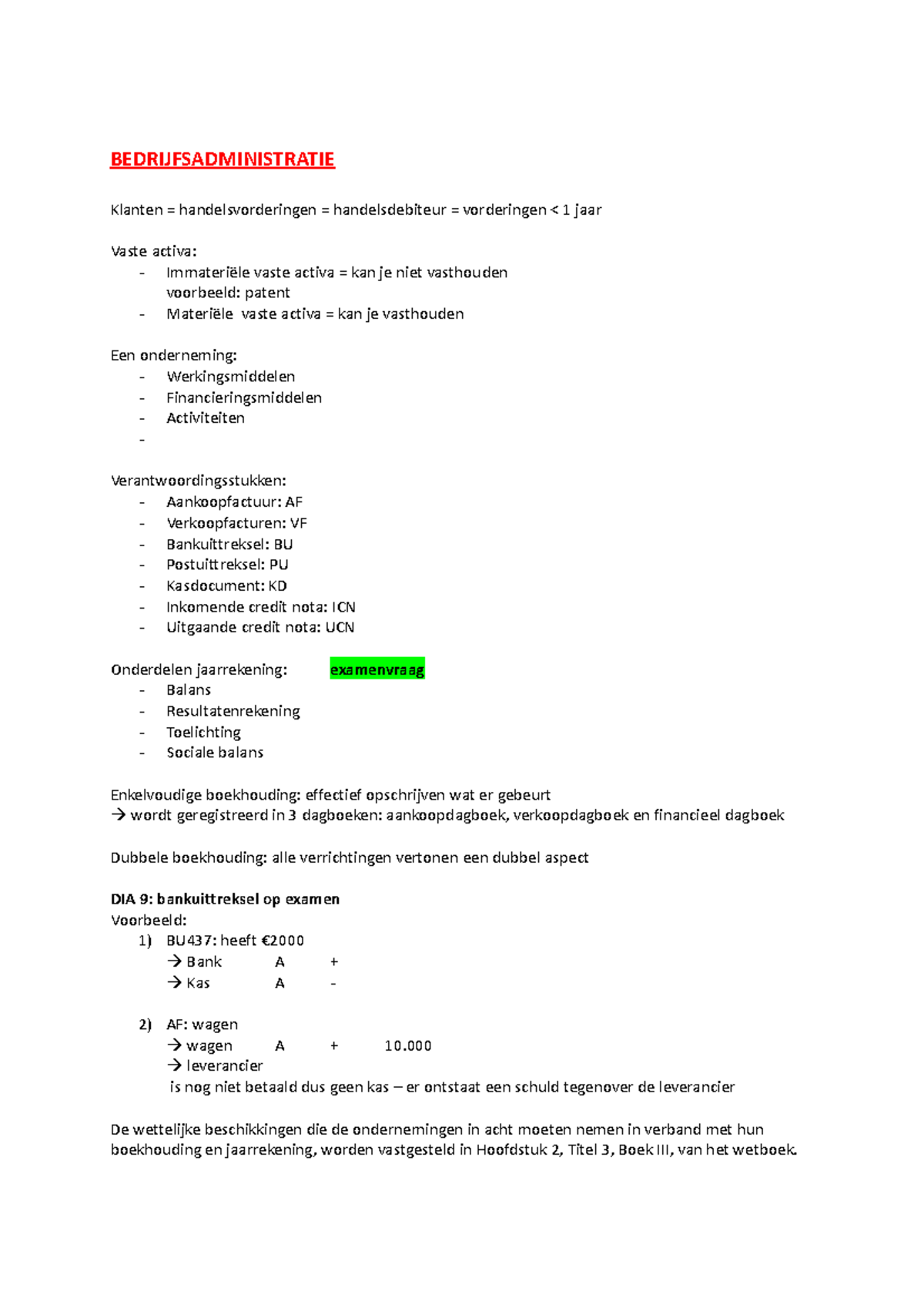 Hoofdstuk 1 - Bedrijfsadministratie - BEDRIJFSADMINISTRATIE Klanten ...