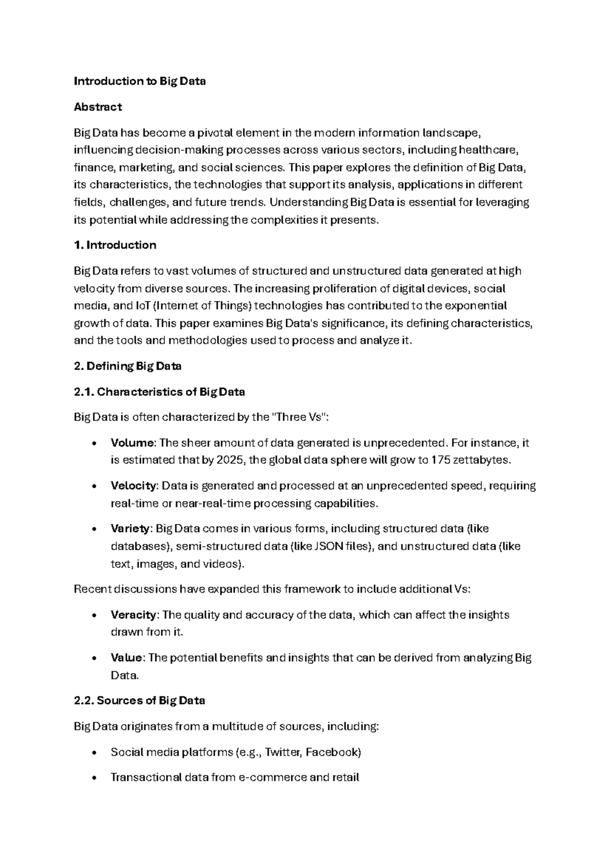 Introduction to Big Data - Introduction to Big Data Abstract Big Data ...