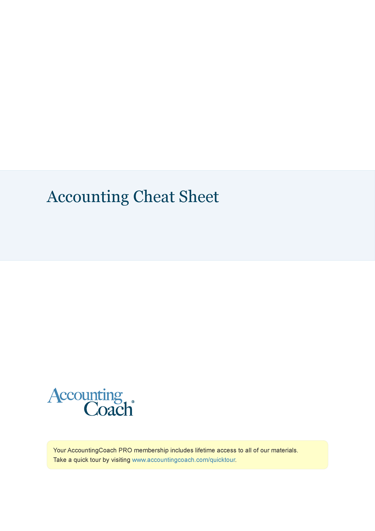 Cheat Sheet - PRACTICE - Your AccountingCoach PRO Membership Includes ...