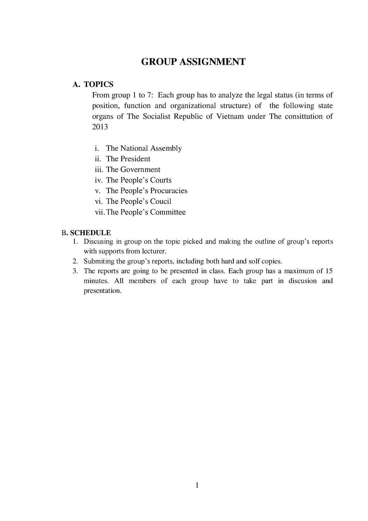 Group Assignment - Bài Tập Nhóm Môn PLDC - 1 GROUP ASSIGNMENT A. TOPICS ...